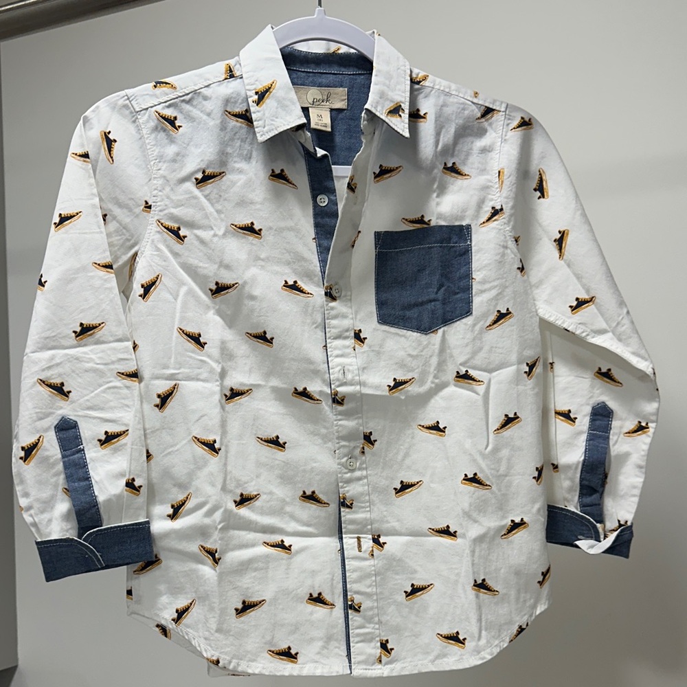 Boy’s White and Blue Patterned Shirt